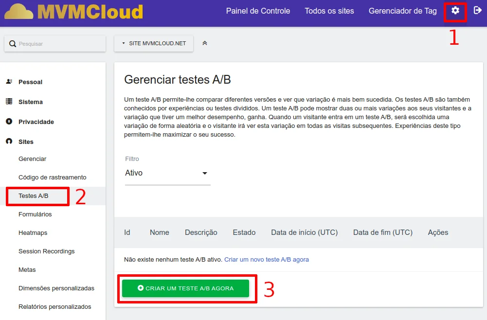 Create A/B test