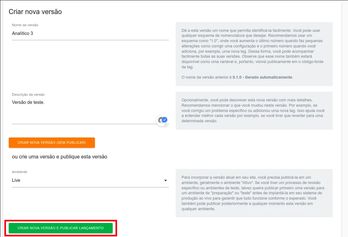 Publish a container to the tag manager