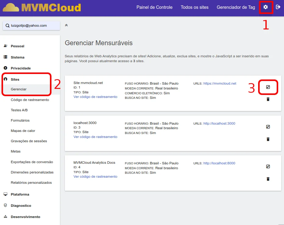 Manage sites