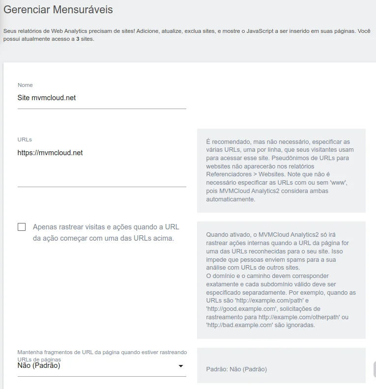 Manage sites