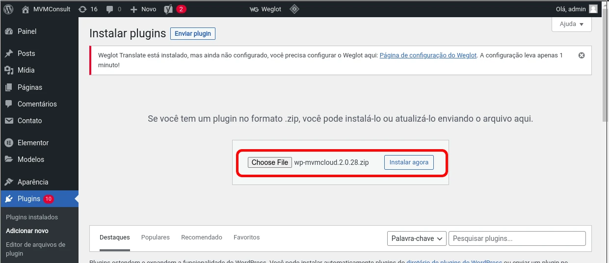 Install WordPress plugin