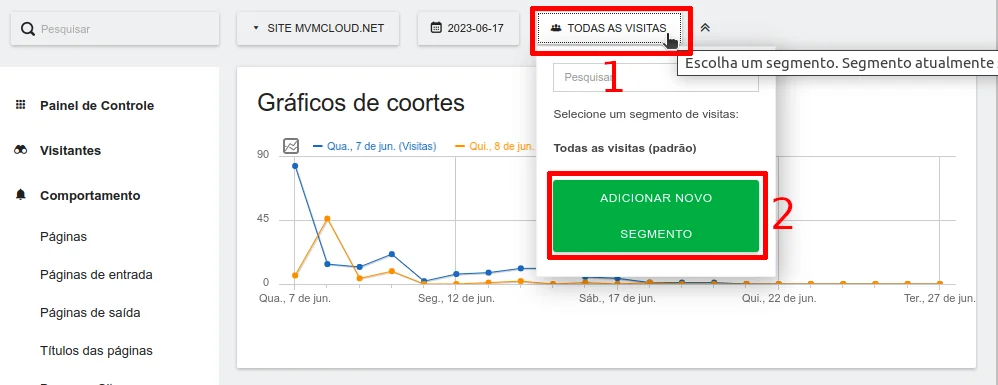 Cohorts report period selector
