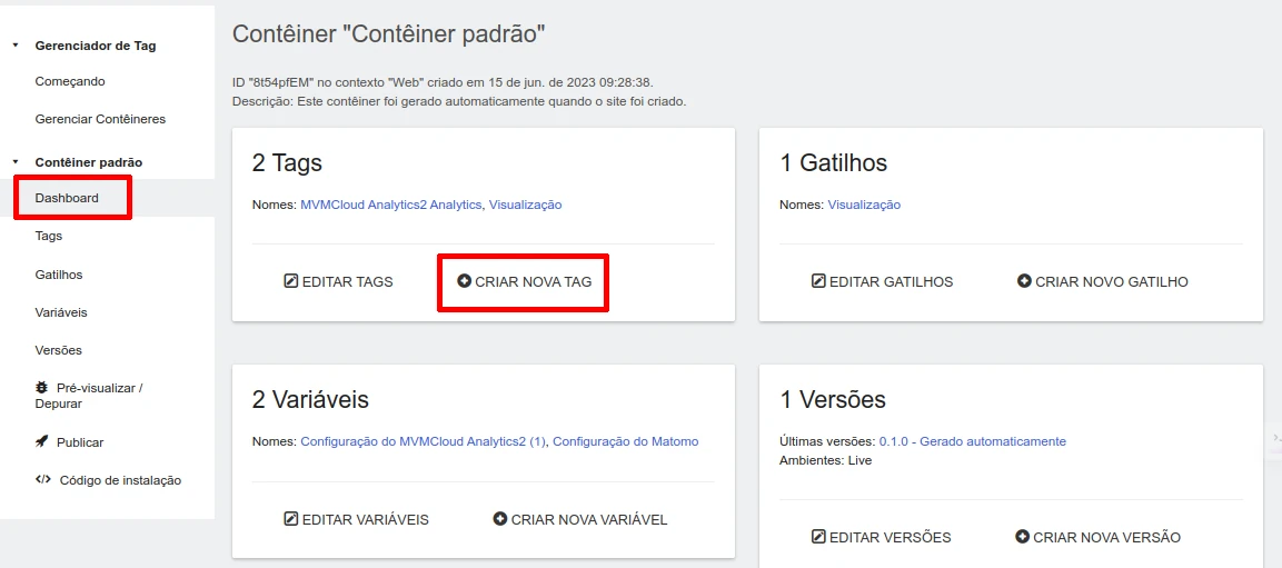 Criar uma tag