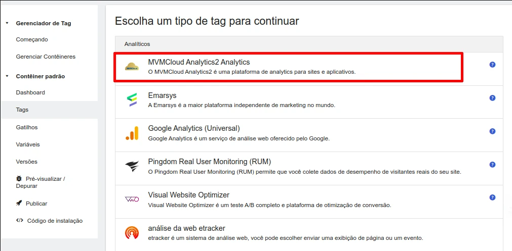Criar uma tag