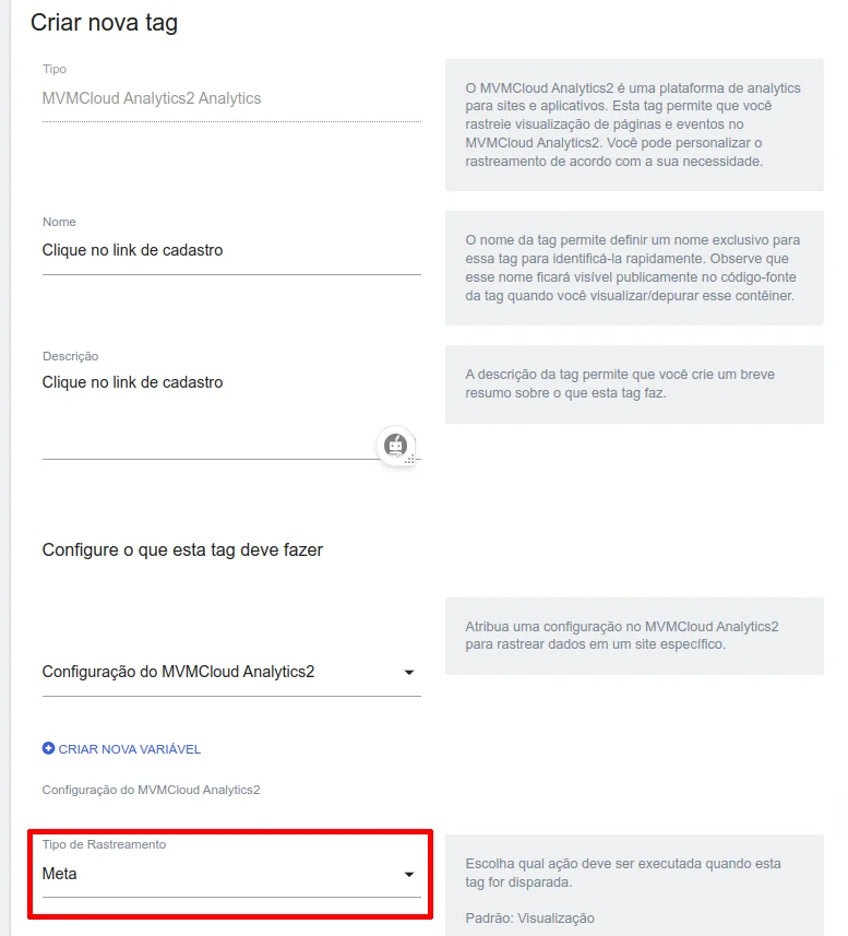 Criar meta