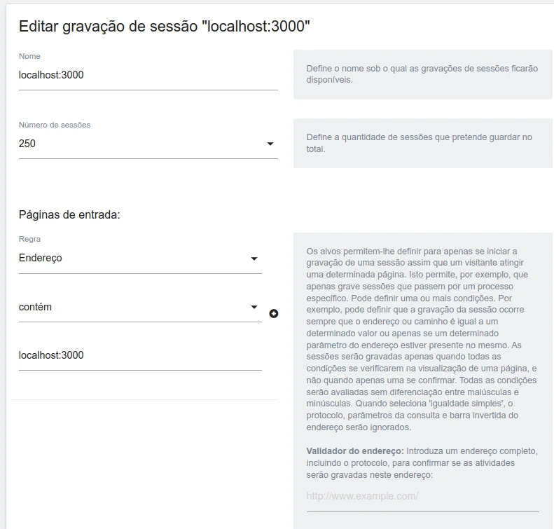 Gerenciar gravações de sessão