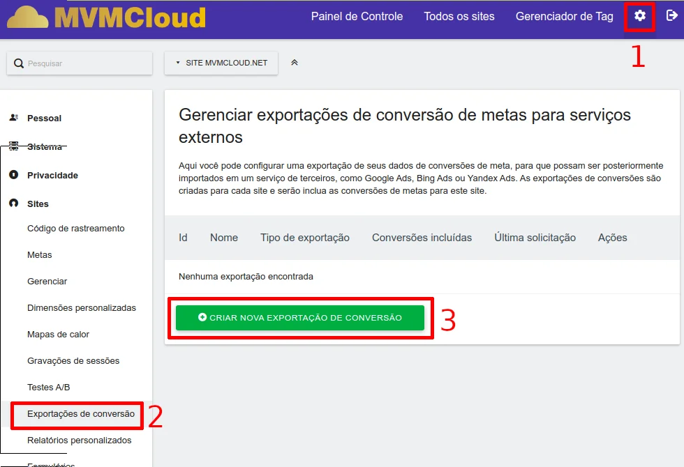 Exportar conversão