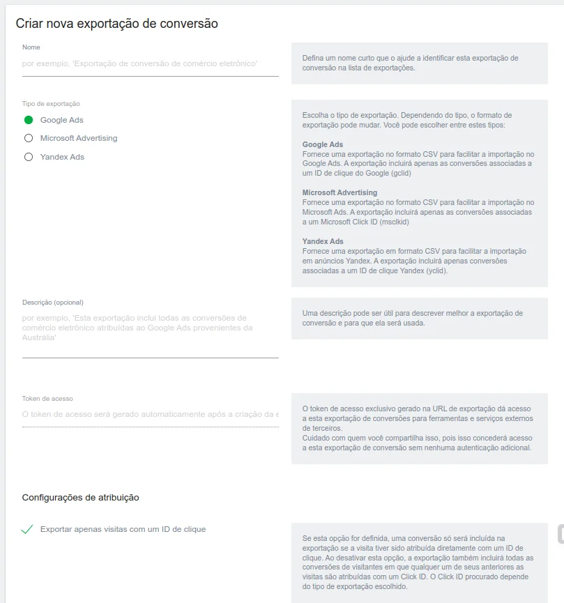 Exportar conversão