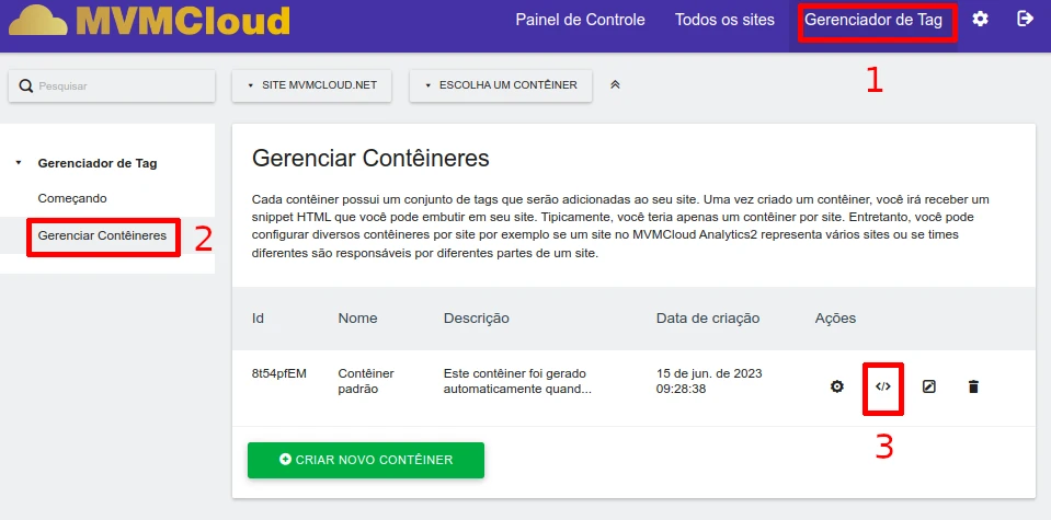 Encontrando ocódigo do Gerenciador de Tag
