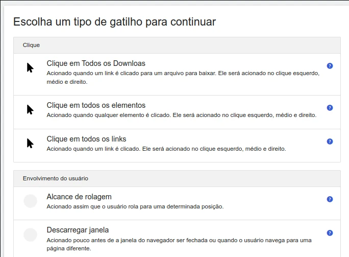 Gerenciar gatilhos