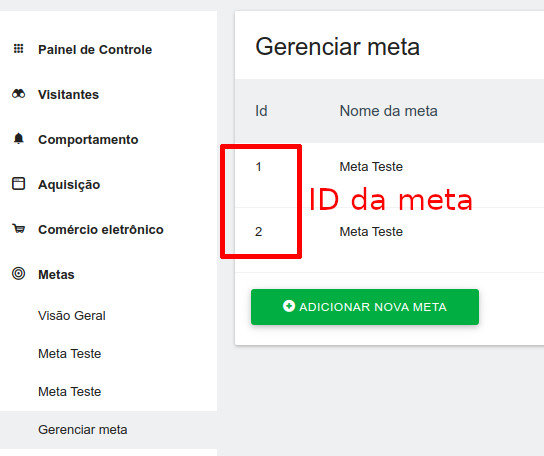 ID da meta