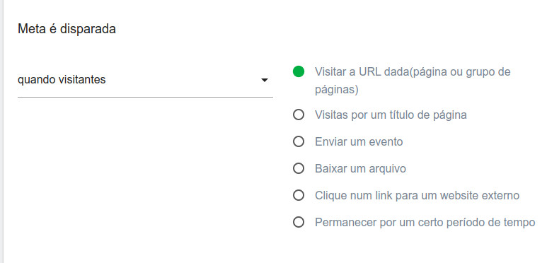 Meta disparada quando