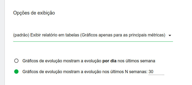 Opções de exibição