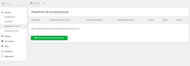 Cria relatório de e-mail